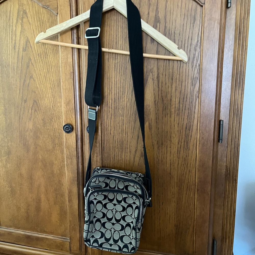 Coach Black and Gray Messenger Bag with Signature Monogram - Picture 2 of 3